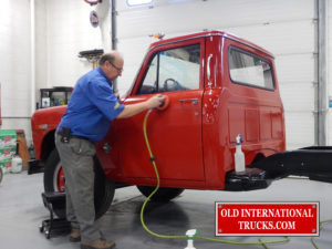 George Kirkham color sanding the doors then they get polished.
 <div class="download-image"><a href="https://oldinternationaltrucks.com/wp-content/uploads/2017/09/DSCN9281.jpg" download><i class="fa fa-download"></i> <span class="full-size"></span></a></div>
