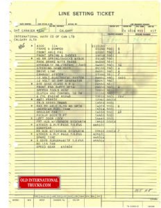 1958 A-100 LINE SET TICKET WITH ALL OPTIONAL EQUIPMENT LISTED <div class="download-image"><a href="https://oldinternationaltrucks.com/wp-content/uploads/2017/09/LINE-SET-COLOR-F.jpg" download><i class="fa fa-download"></i> <span class="full-size"></span></a></div>