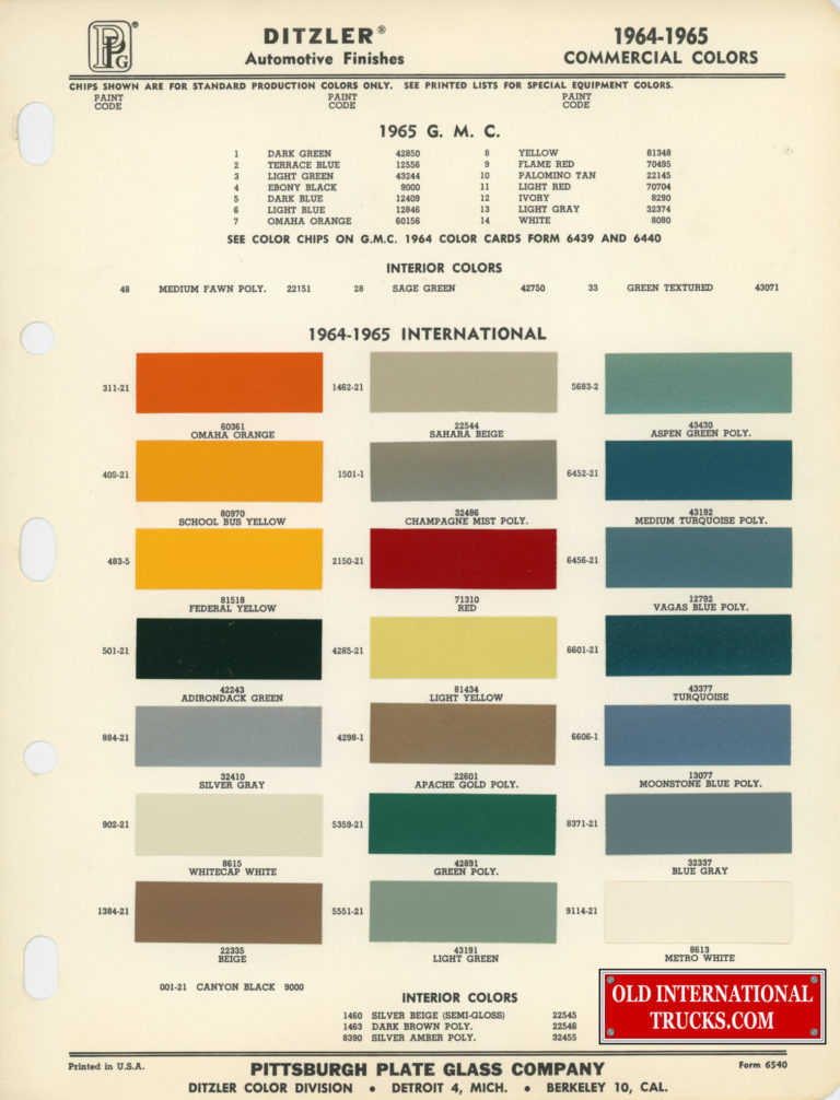 Colour Charts • International Truck Paint Codes