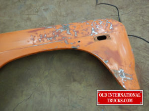 Right front fender had some old damage that needed to be reworked <div class="download-image"><a href="https://oldinternationaltrucks.com/wp-content/uploads/2017/11/DSCN5073.jpg" download><i class="fa fa-download"></i> <span class="full-size"></span></a></div>