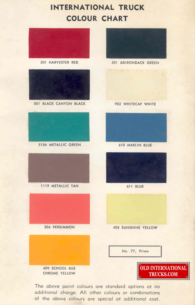 Colour Charts Old International Truck Parts - International Truck Paint Code Location