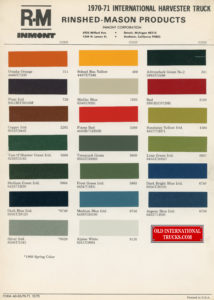 R-M INMONT 1970-71 color chart