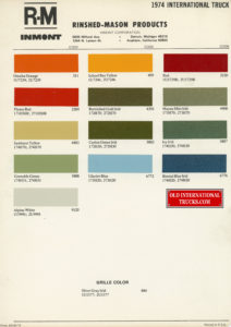 R-M INMONT 1974 color chart