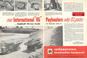 1957 new international 65 payhaulers whip 15% grades
