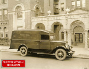 1935 International Truck Model C-30 Panel with stable rear wheels.